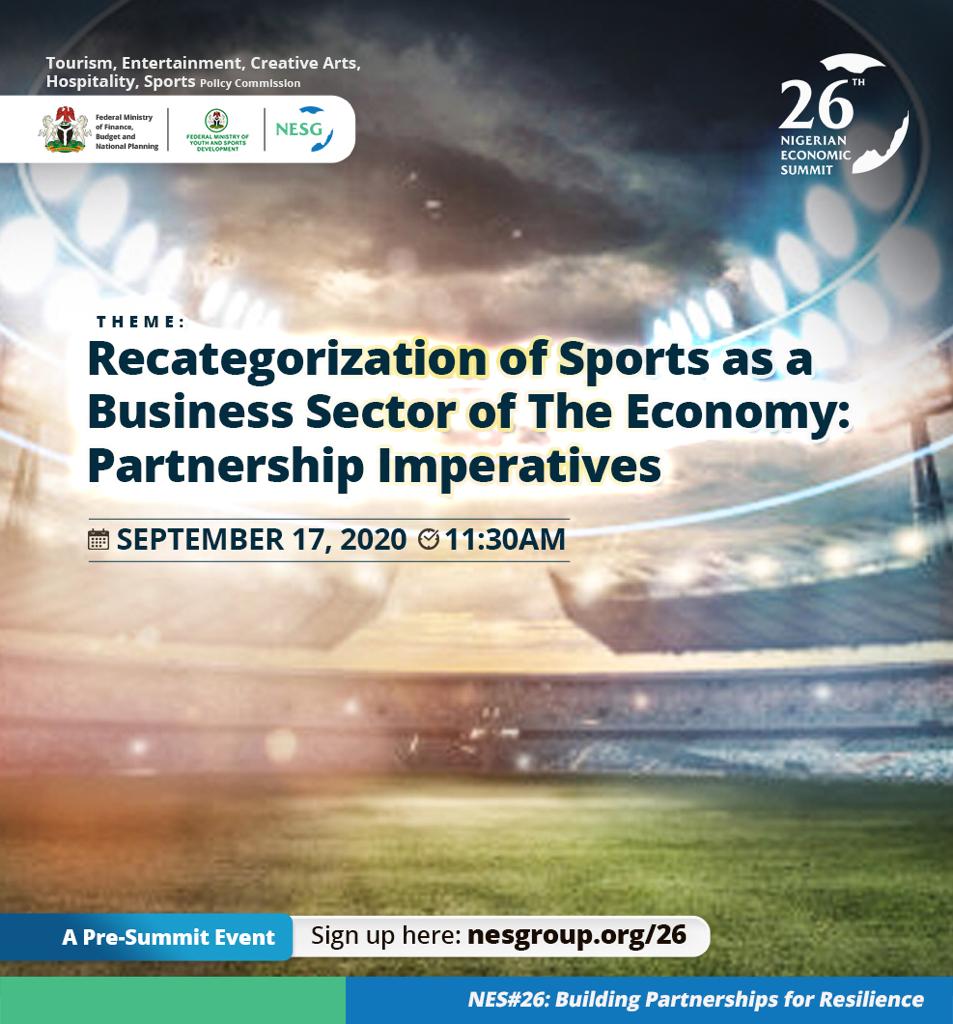 NES26 Pre-summit Event: Recategorization of Sports as a Business Sector of the Economy- Partnership Imperatives, The Nigerian Economic Summit Group, The NESG, think-tank, think, tank, nigeria, policy, nesg, africa, number one think in africa, best think in nigeria, the best think tank in africa, top 10 think tanks in nigeria, think tank nigeria, economy, business, PPD, public, private, dialogue, Nigeria, Nigeria PPD, NIGERIA, PPD